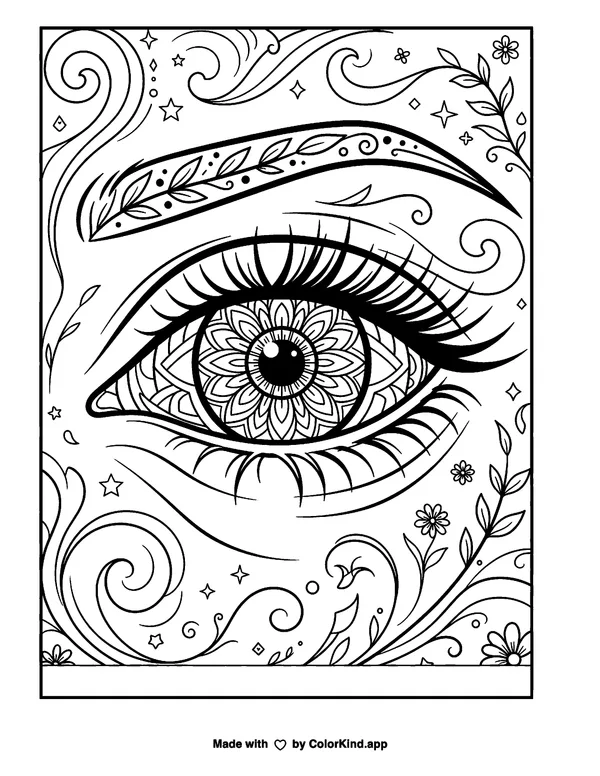 Detailed Eye Outline Coloring Page as a free printable coloring page reviewed by ColorKind