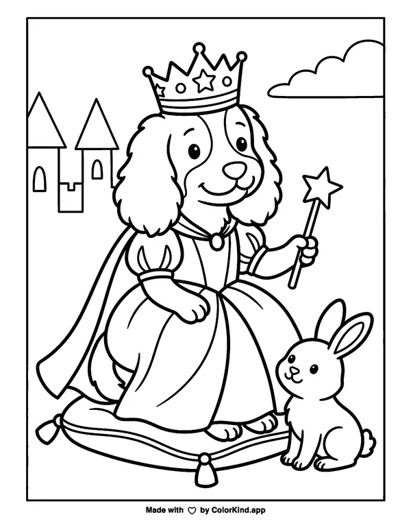 Dog Princess as a free printable coloring page reviewed by ColorKind
