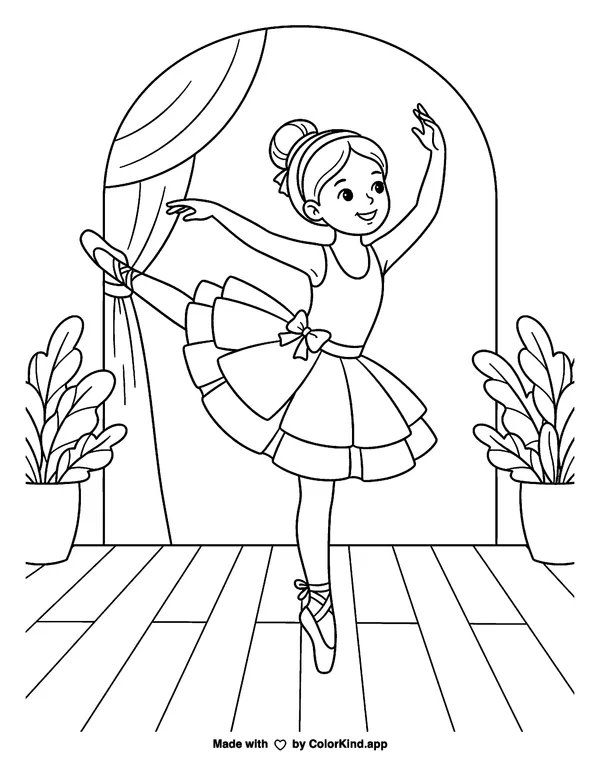 Graceful Ballerina Dance Pose as a free printable coloring page reviewed by ColorKind