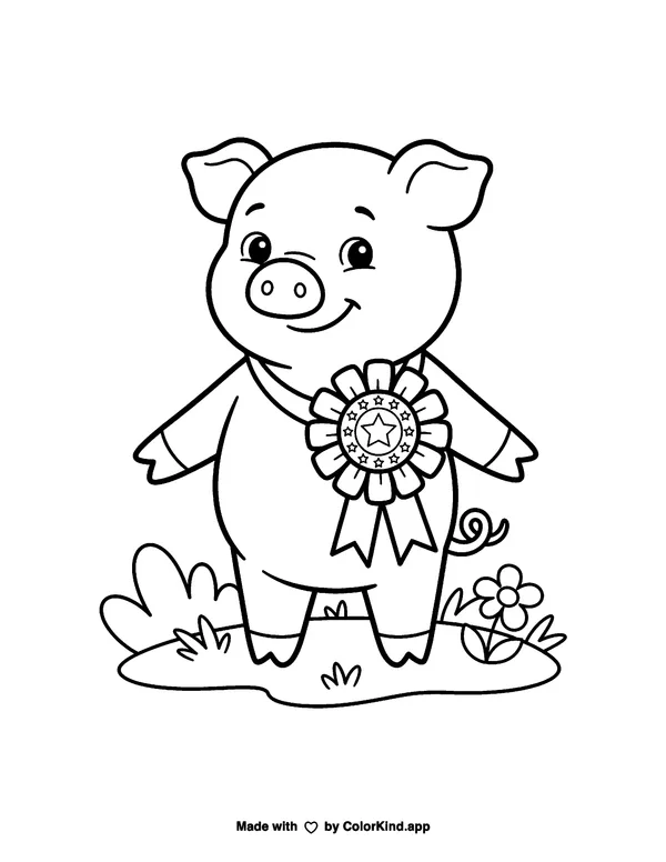 Prize Piglet Coloring Page as a free printable coloring page reviewed by ColorKind