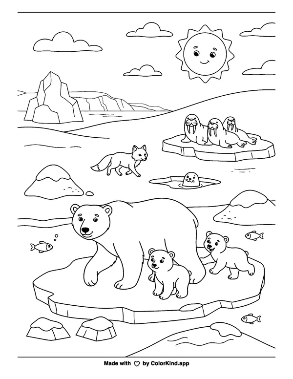 Arctic 1 as clean black-and-white printable line art made by ColorKind
