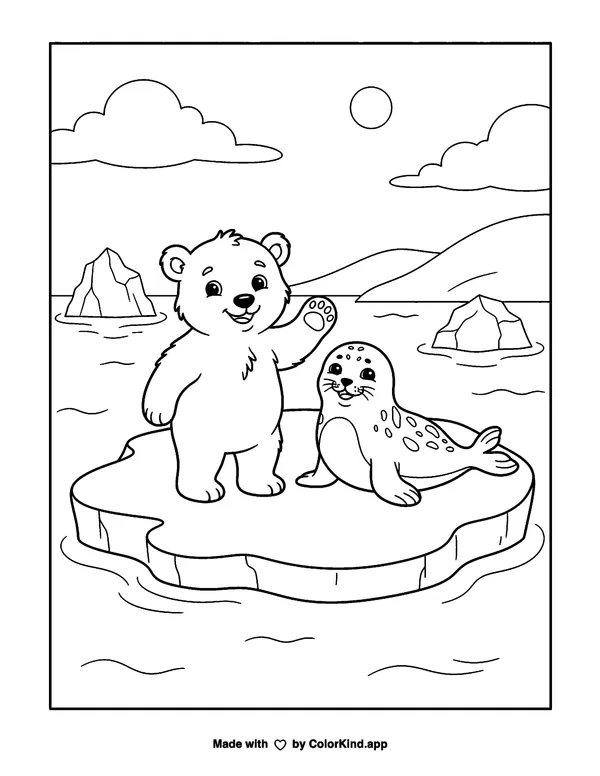 Arctic 2 as clean black-and-white printable line art made by ColorKind