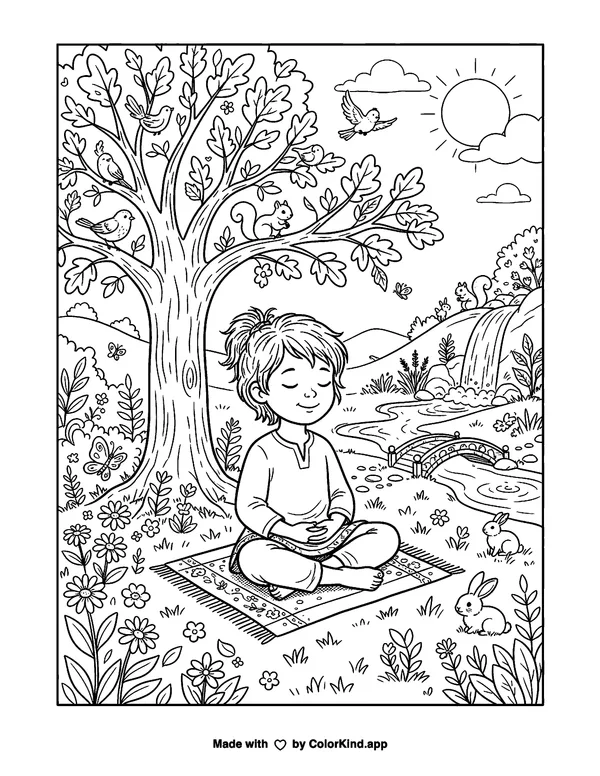 Peace of Mind as clean black-and-white printable line art made by ColorKind