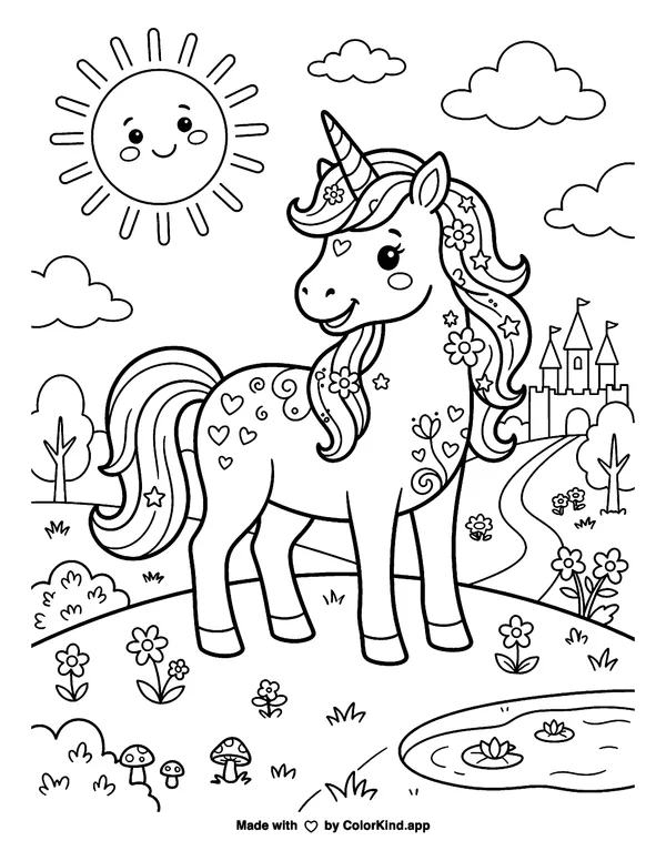 A friendly dragon helping woodland friends near a cozy treehouse, scene 3 as clean black-and-white printable line art made by ColorKind