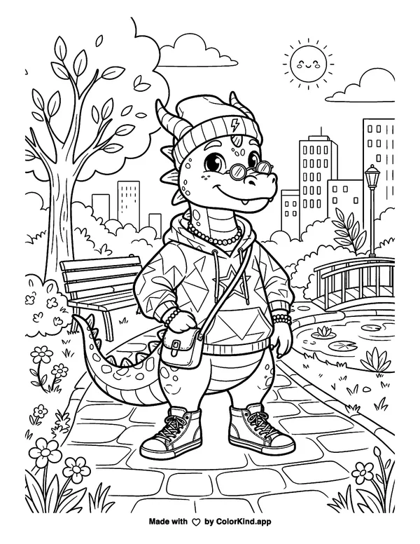 A kind mermaid reading in a storybook library under a sky full of clouds as clean black-and-white printable line art made by ColorKind