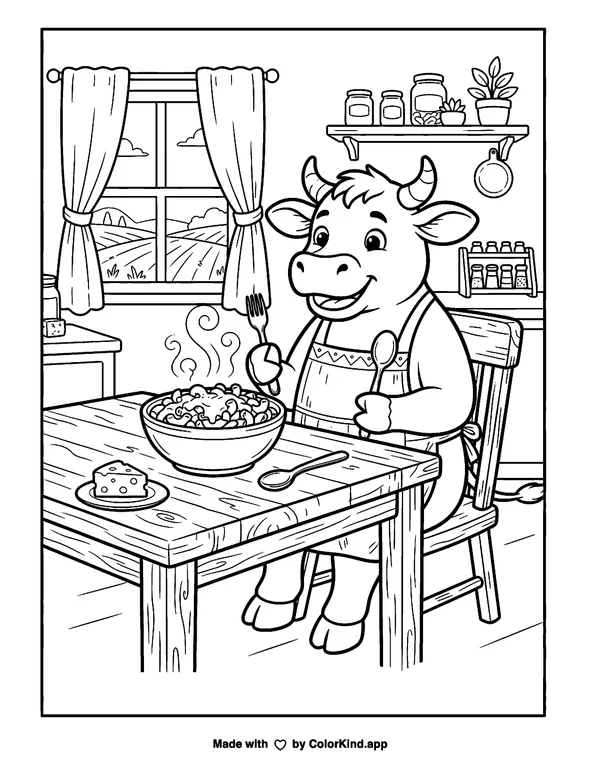 Life is Gouda Mac and Cheese as clean black-and-white printable line art made by ColorKind