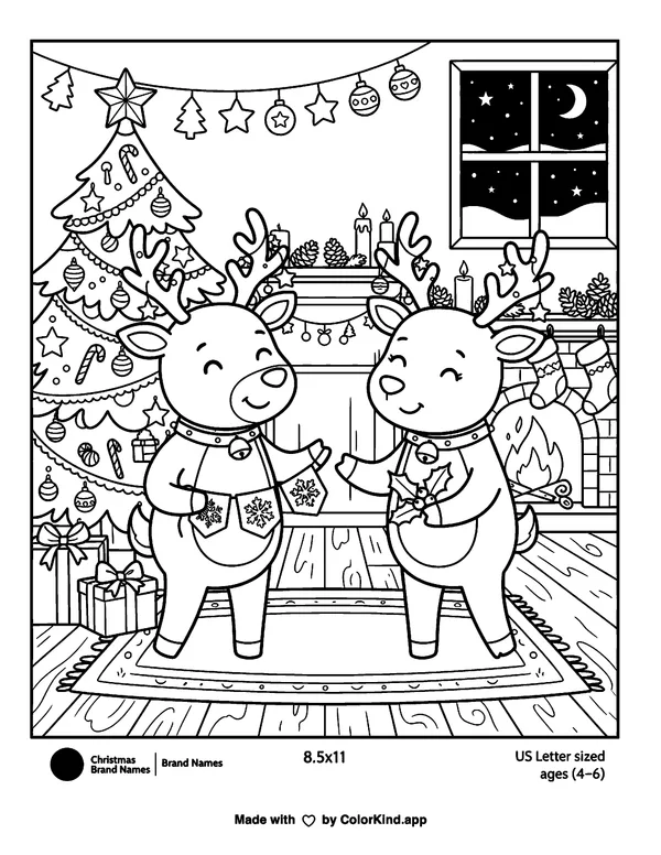Children wrapping thoughtful gifts at a cheerful outdoor festival as clean black-and-white printable line art made by ColorKind