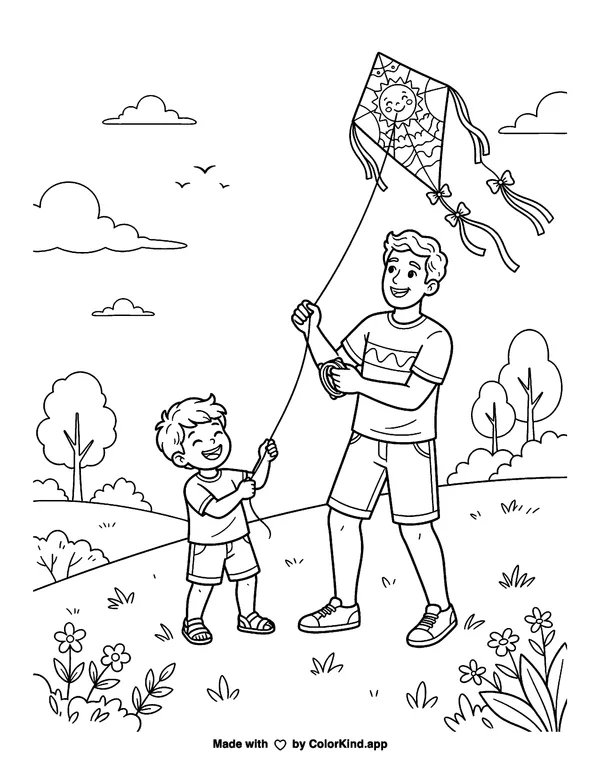 Father's Day - Fun as clean black-and-white printable line art made by ColorKind