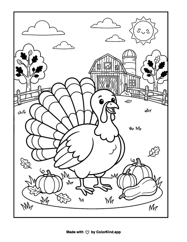 Gobble, Gobble as clean black-and-white printable line art made by ColorKind