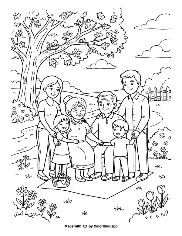 I Love Mi Familia as clean black-and-white printable line art made by ColorKind