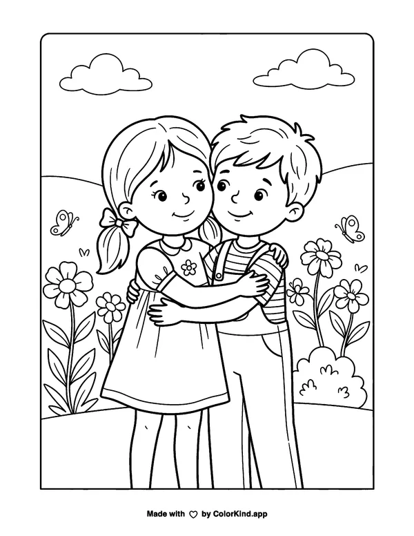 I Love You as clean black-and-white printable line art made by ColorKind