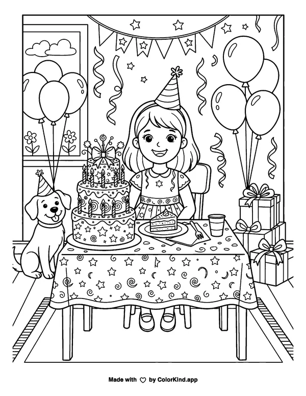 It's My Birthday as clean black-and-white printable line art made by ColorKind