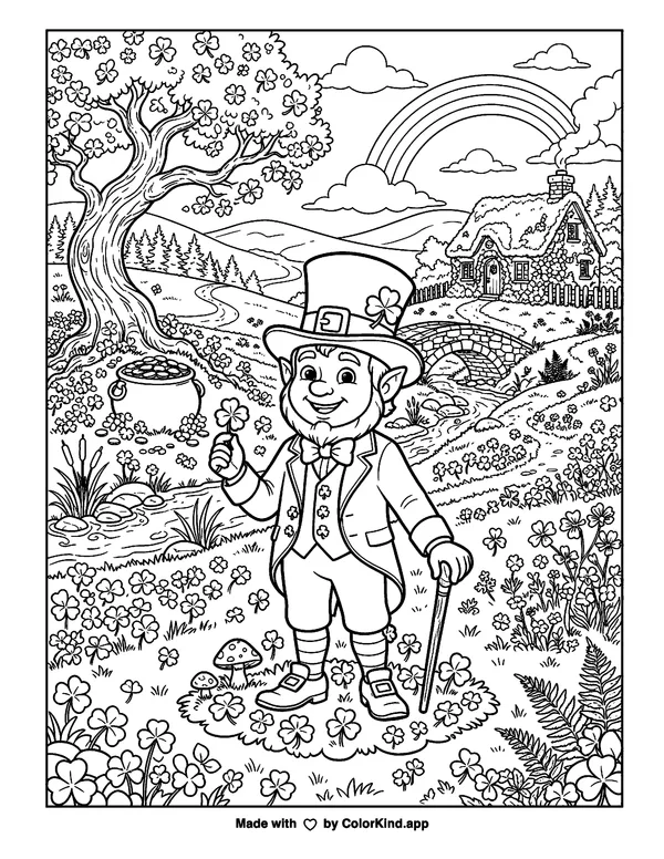 Luck o' the Irish as clean black-and-white printable line art made by ColorKind