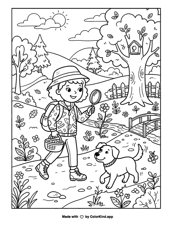 On a Hunt as clean black-and-white printable line art made by ColorKind