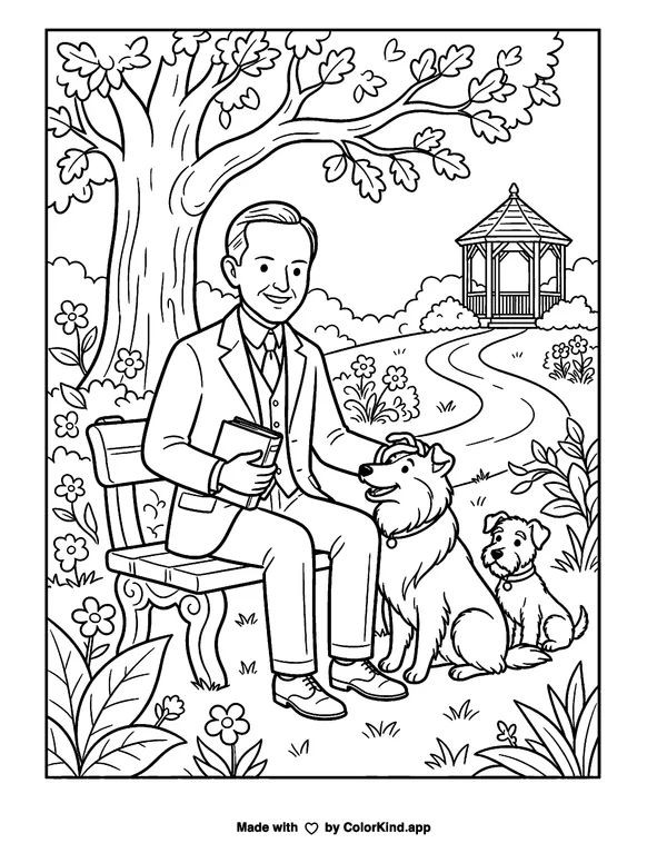 Calvin Coolidge as clean black-and-white printable line art made by ColorKind