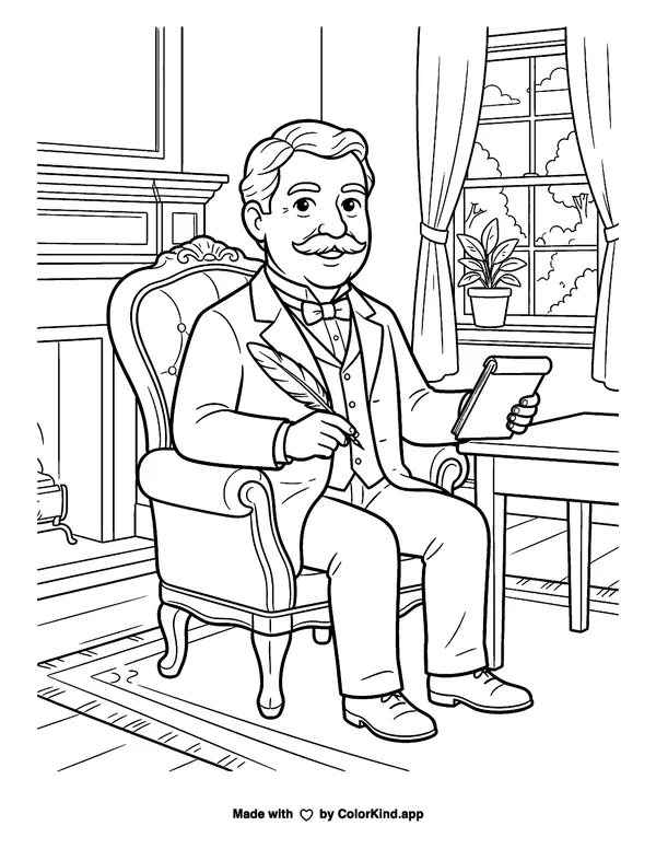 Chester A Arthur as clean black-and-white printable line art made by ColorKind