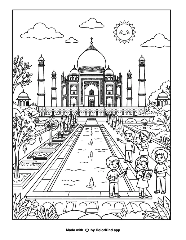 Children helping at a food pantry, scene 5 as clean black-and-white printable line art made by ColorKind