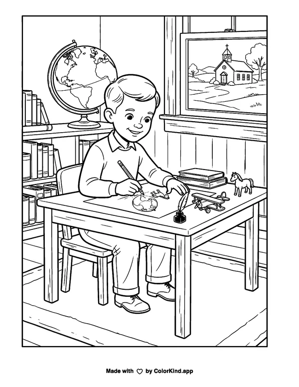 Dwight D Eisenhower as clean black-and-white printable line art made by ColorKind