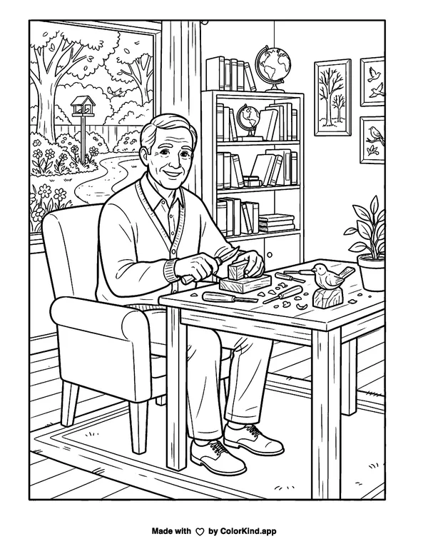 Jimmy Carter as clean black-and-white printable line art made by ColorKind