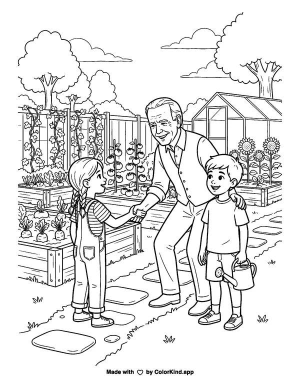 Joe Biden as clean black-and-white printable line art made by ColorKind