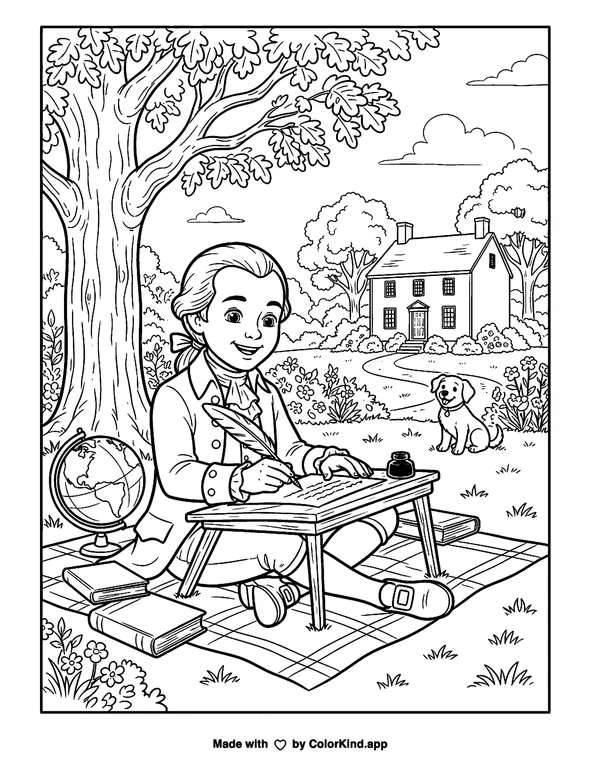 John Quincy Adams as clean black-and-white printable line art made by ColorKind