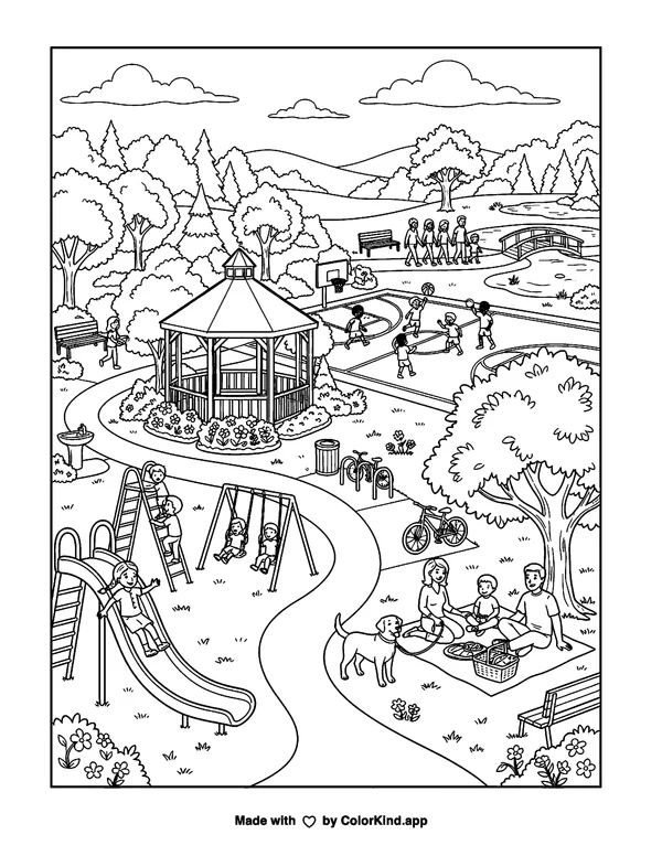 Local history explorers visiting a landmark, scene 5 as clean black-and-white printable line art made by ColorKind