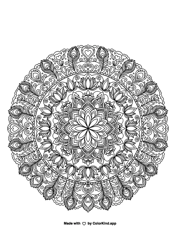 Mandala 3 as clean black-and-white printable line art made by ColorKind