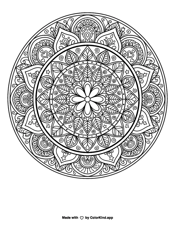 Mandala 4 as clean black-and-white printable line art made by ColorKind