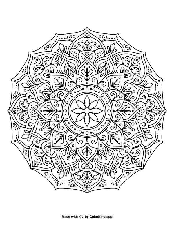 Mandala 7 as clean black-and-white printable line art made by ColorKind