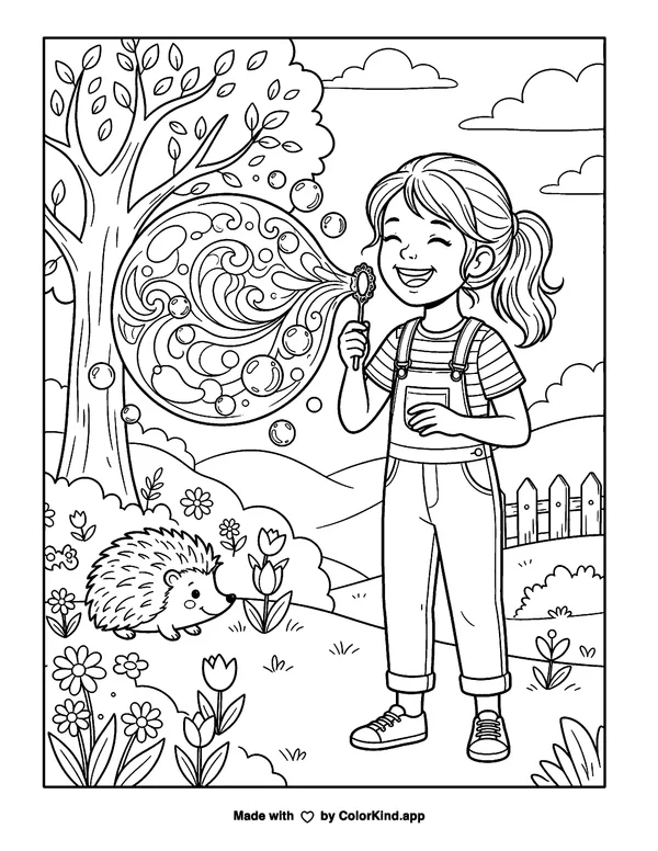 Colour Bubble as clean black-and-white printable line art made by ColorKind