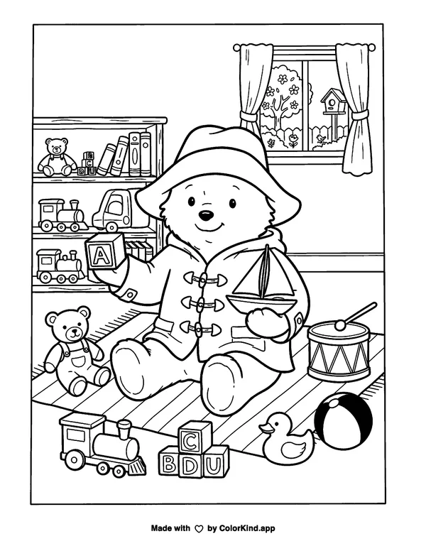 Curious garden birds collecting fallen leaves inside a warm storybook cottage, scene 2 as clean black-and-white printable line art made by ColorKind