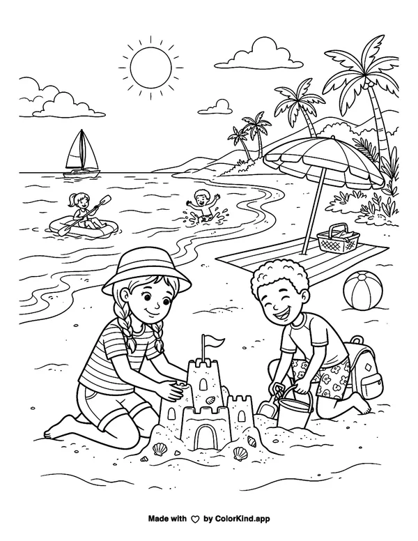 Enjoy Your Summer as clean black-and-white printable line art made by ColorKind