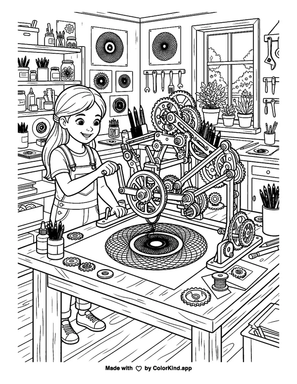 InSPIRALed as clean black-and-white printable line art made by ColorKind