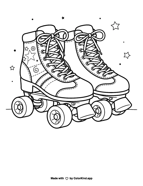 Roller Skates as clean black-and-white printable line art made by ColorKind
