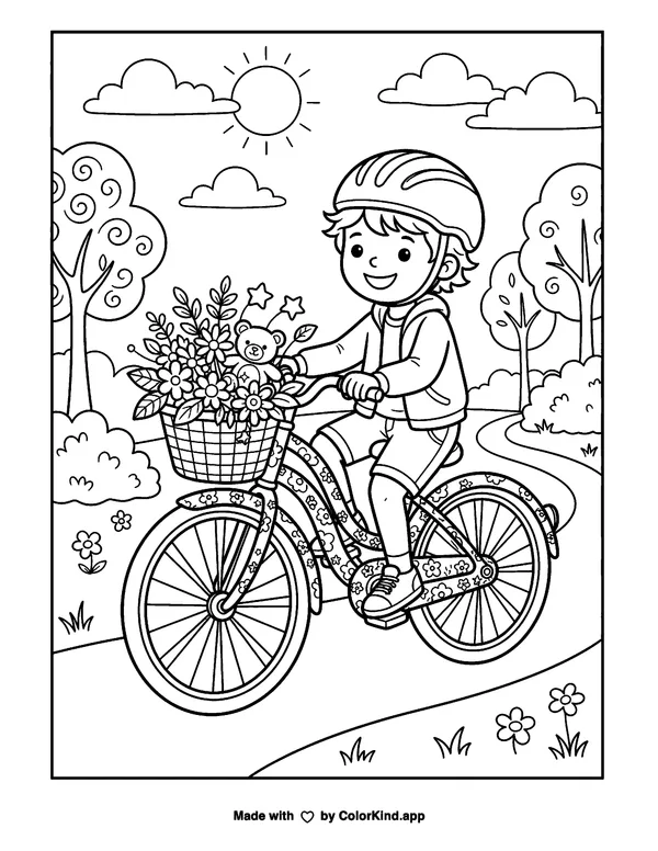 Whimsical Creations - Bicycle as clean black-and-white printable line art made by ColorKind