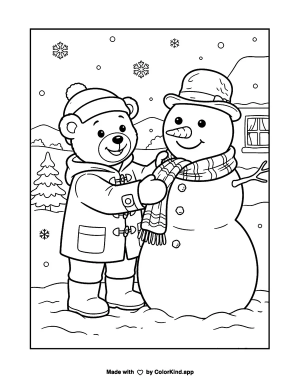 Young nature explorers discovering a hidden pond near a sunny beach as clean black-and-white printable line art made by ColorKind