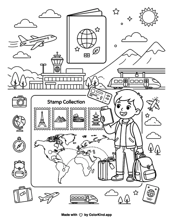 A neighborhood group enjoying outdoor games, scene 10 as clean black-and-white printable line art made by ColorKind