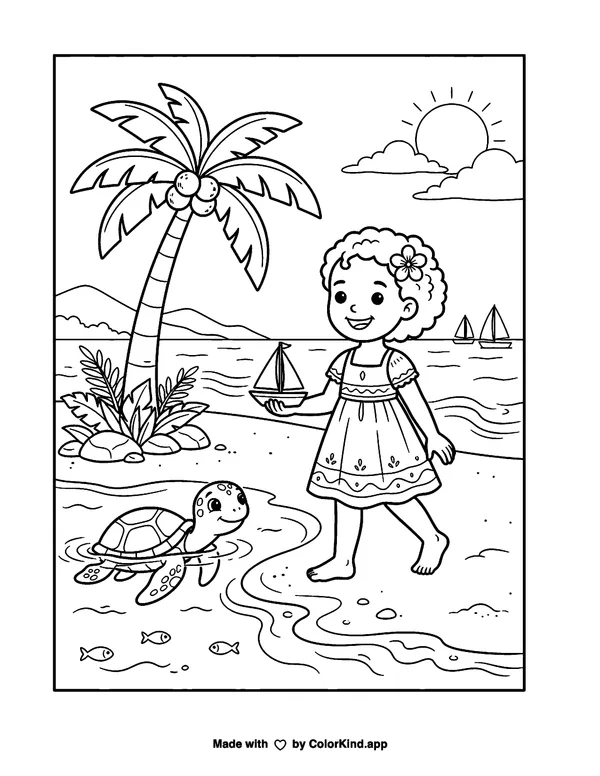 Caribbean Theme 2 as clean black-and-white printable line art made by ColorKind