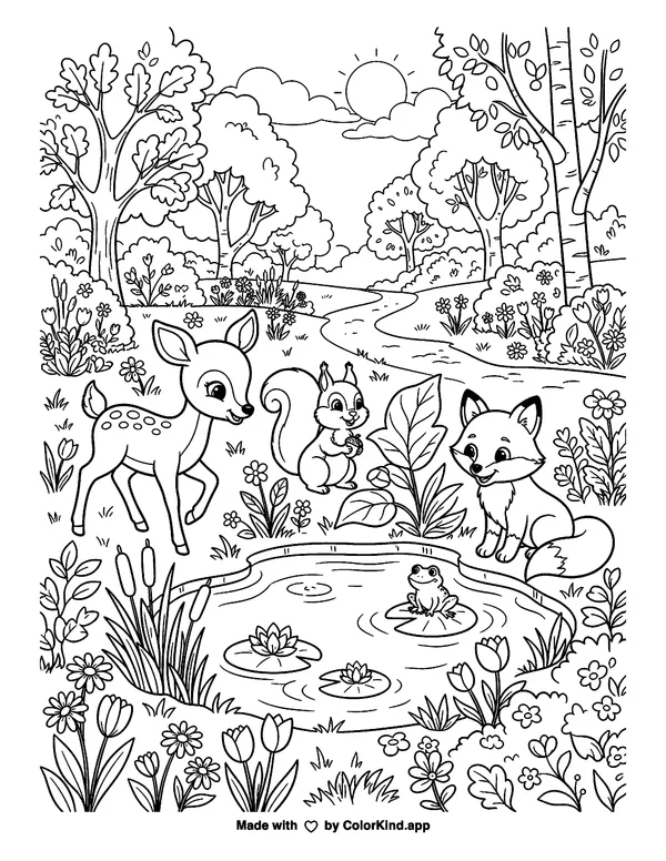 Children flying kites in a park, scene 3 as clean black-and-white printable line art made by ColorKind