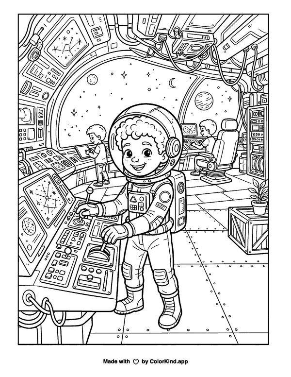 Children flying kites in a park, scene 9 as clean black-and-white printable line art made by ColorKind