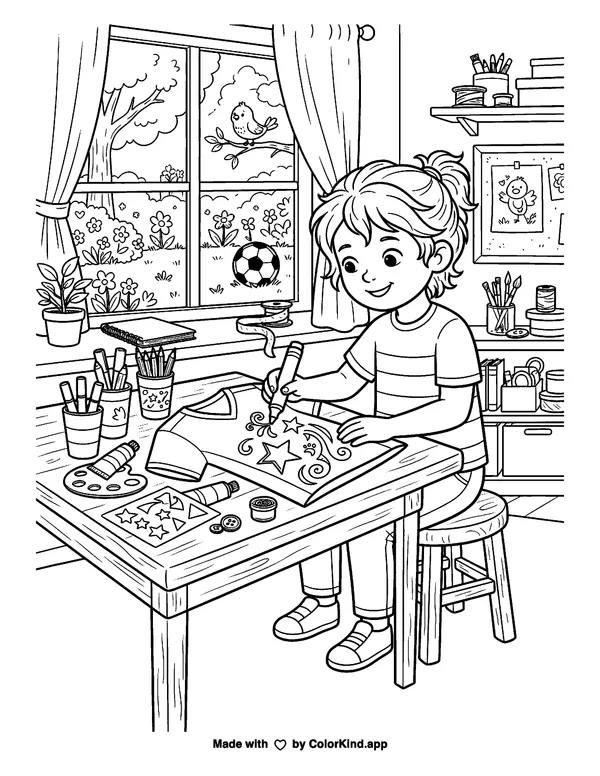 Create Your Own Soccer Jersey as clean black-and-white printable line art made by ColorKind