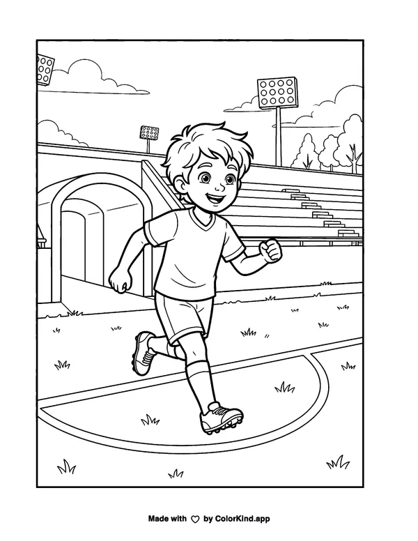 Entering the Pitch as clean black-and-white printable line art made by ColorKind