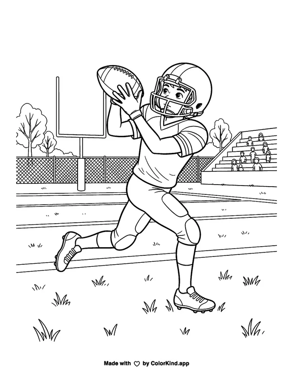 Football Wide Receiver as clean black-and-white printable line art made by ColorKind