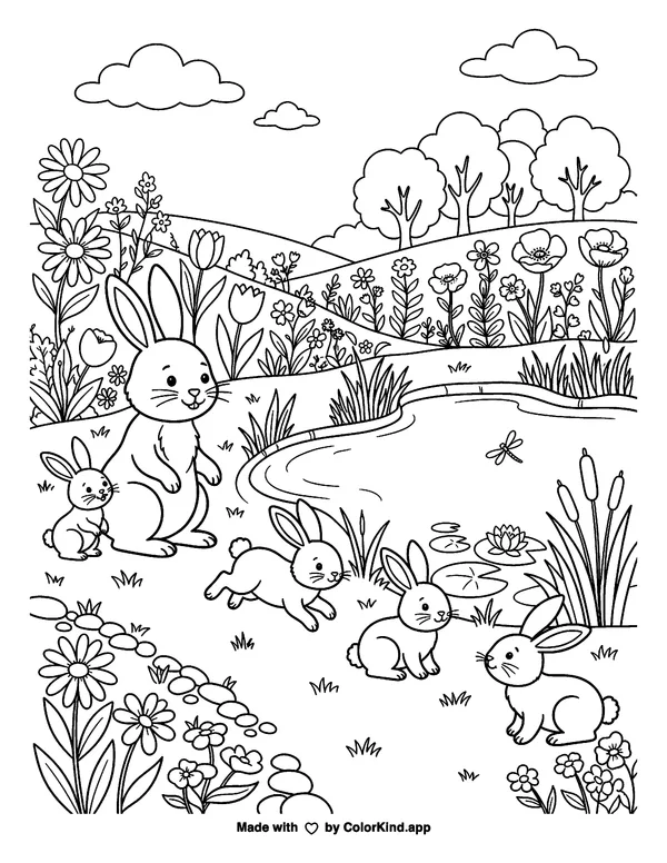 Friends learning to ice skate, scene 3 as clean black-and-white printable line art made by ColorKind