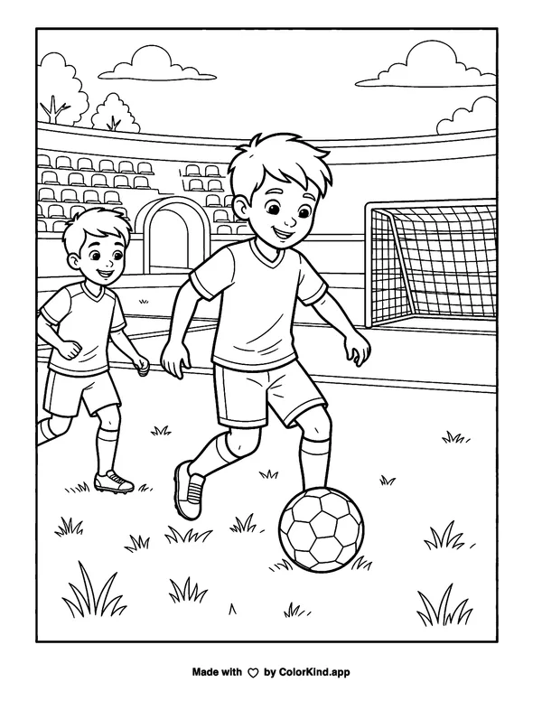 Soccer Ball as clean black-and-white printable line art made by ColorKind