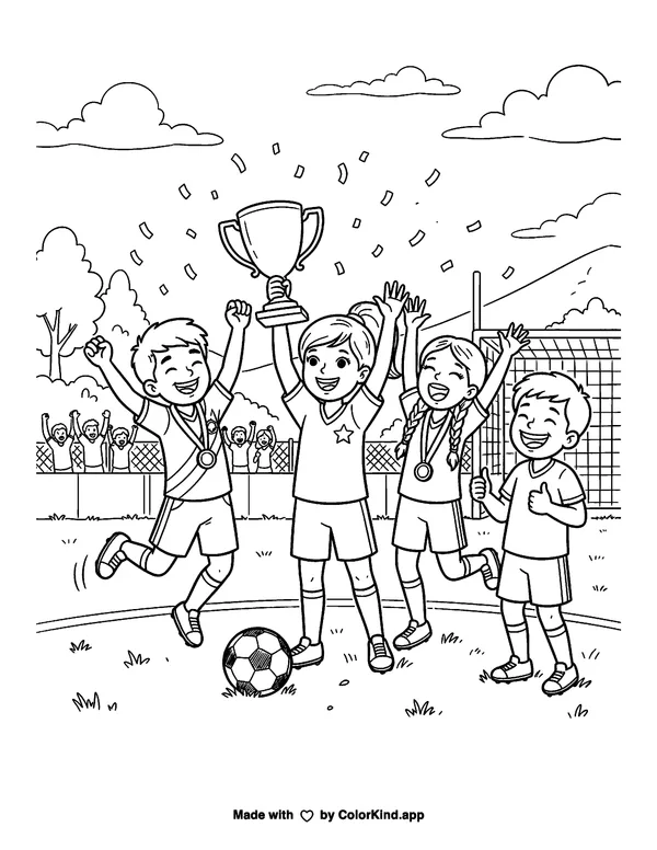 Winning the Game as clean black-and-white printable line art made by ColorKind