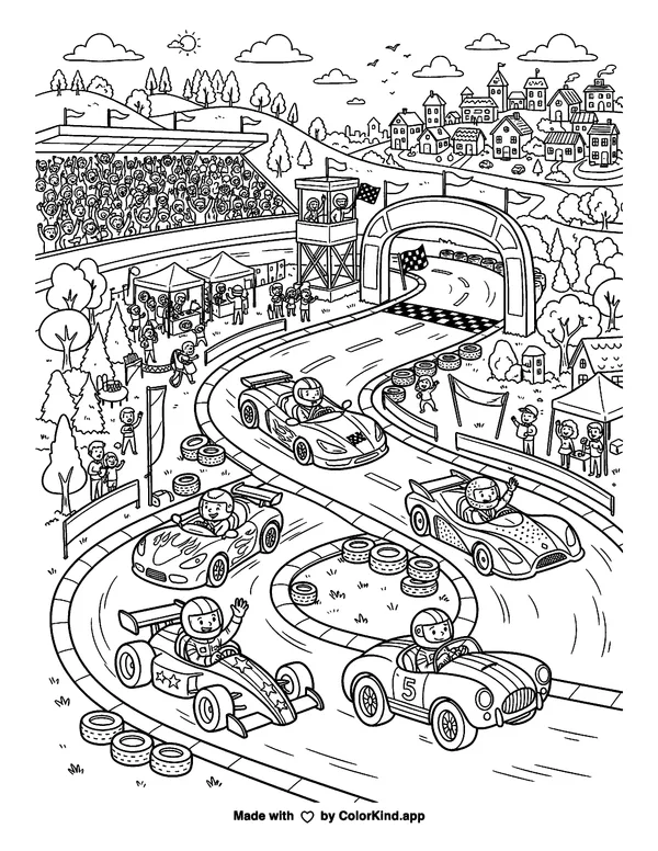 An adventurous airplane flying above rolling hills as clean black-and-white printable line art made by ColorKind