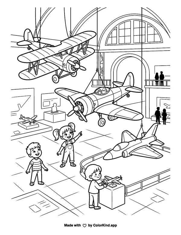 Construction vehicles building a neighborhood playground as clean black-and-white printable line art made by ColorKind